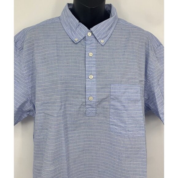 Tommy Hilfiger Shirt Extra Large Blue Stripe Collar Button Short Sleeve Men B71 - Picture 2 of 8